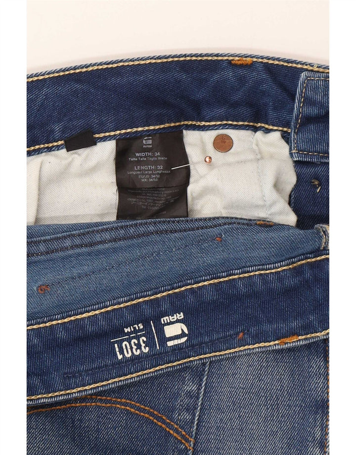 G-Star Masculino Slim Jeans W34 L32 Azul Algodão