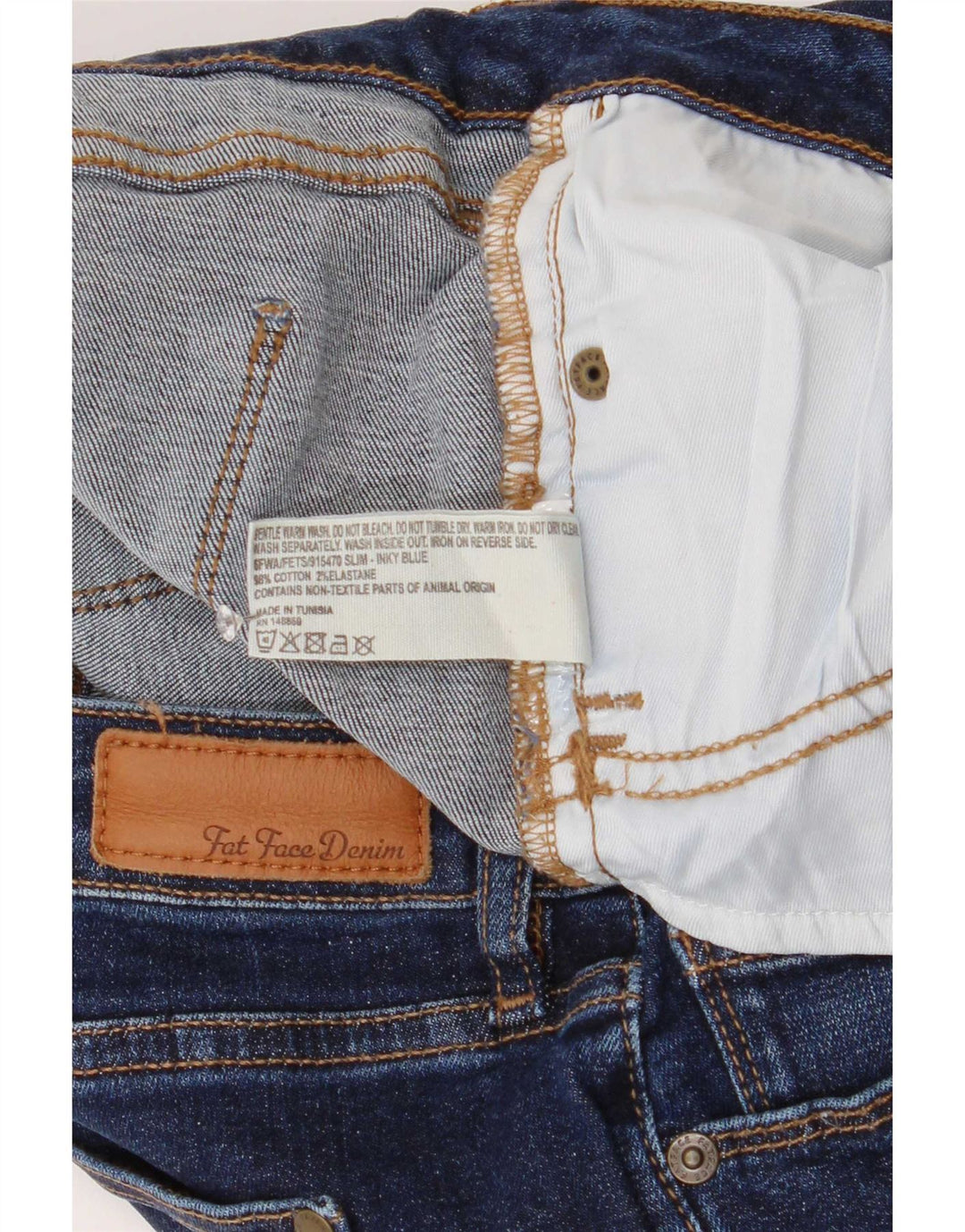 Calça jeans reta feminina Fat Face W28 L27 algodão azul