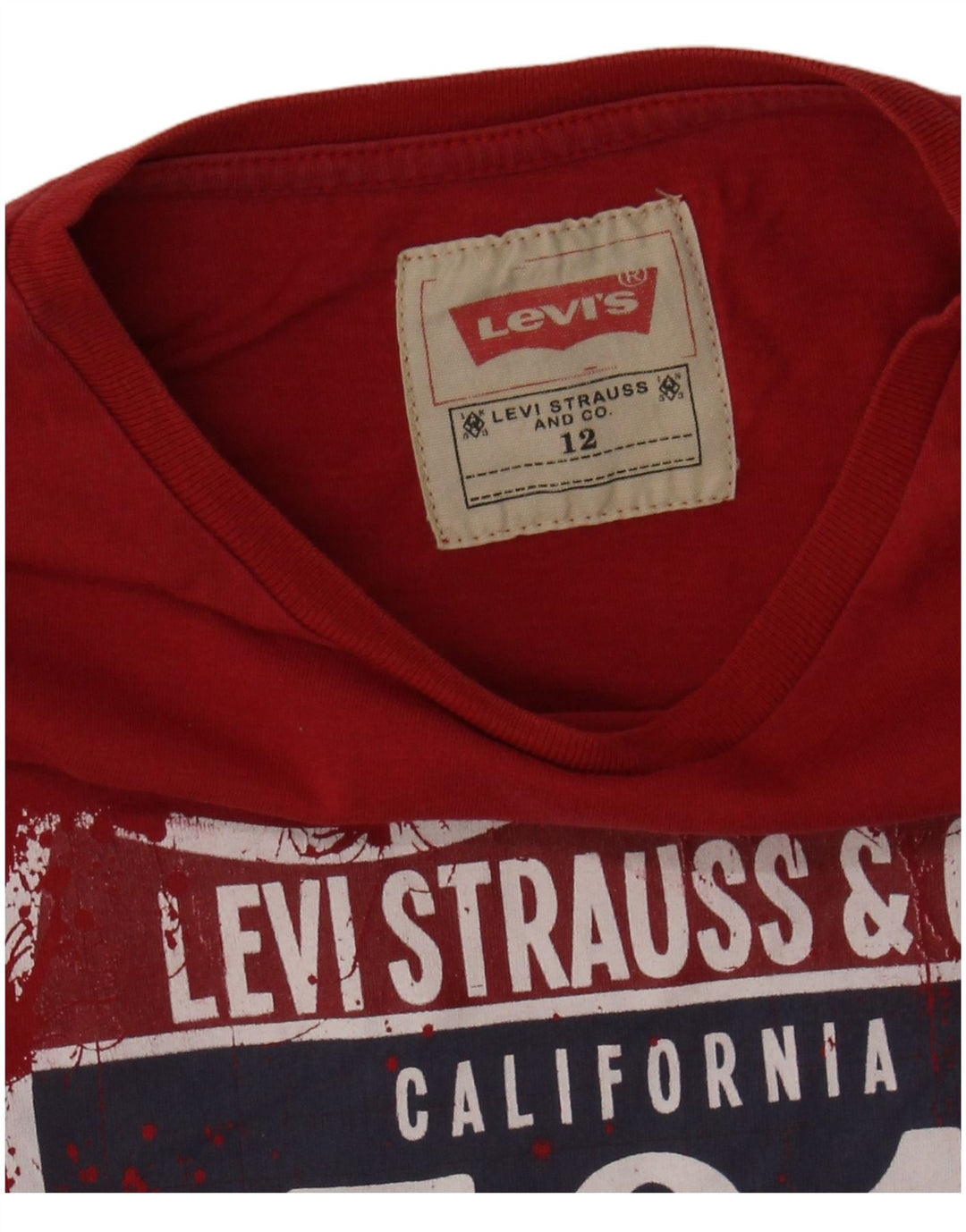 LEVI'S Boys Graphic Top manga comprida 11-12 anos vermelho