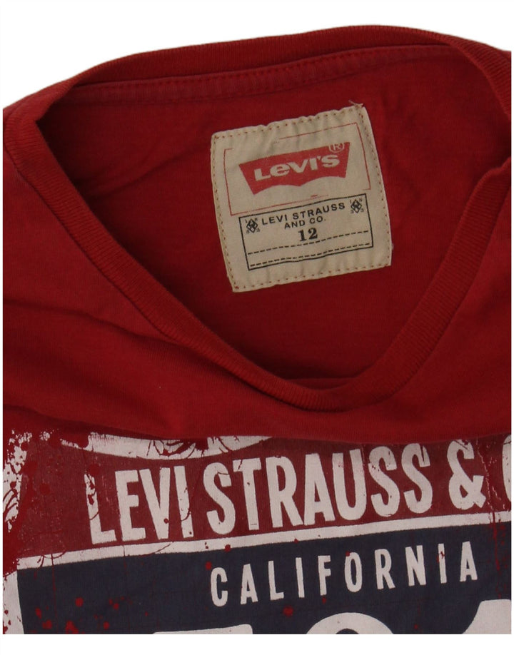 LEVI'S Boys Graphic Top manga comprida 11-12 anos vermelho