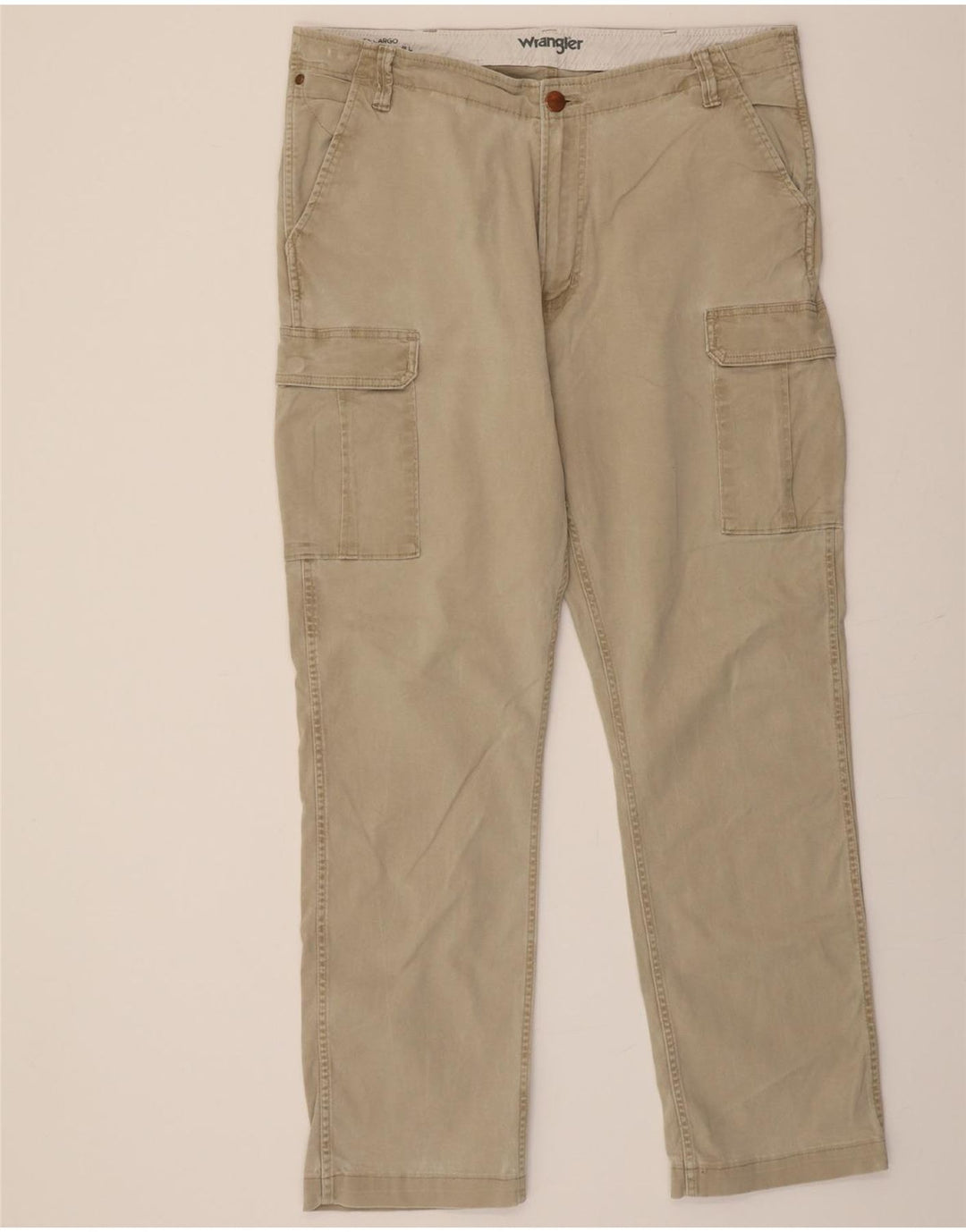 WRANGLER Mens Casey Straight Cargo Trousers W38 L31 Beige Cotton Vintage Wrangler and Second-Hand Wrangler from Messina Hembry 