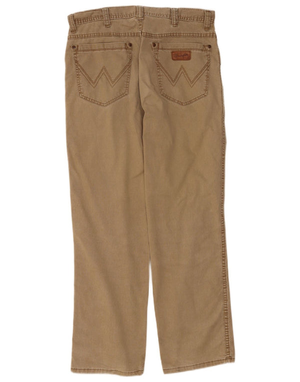 Wrangler Mens Texas Stretch Calça Casual Reta W33 L30 Algodão Bege