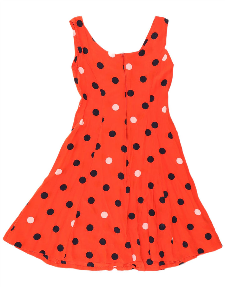 Vestido de verão feminino vintage Reino Unido 14 bolinhas vermelhas médias