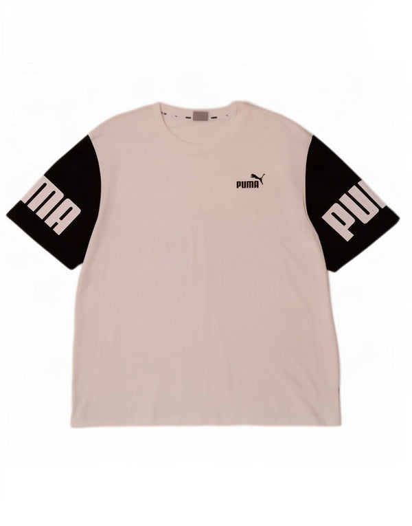 Camiseta gráfica masculina Puma Top 2XL branco colorblock