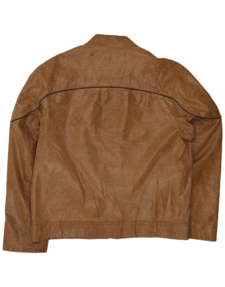 Jaqueta de couro masculina vintage IT 54 2XL couro bege