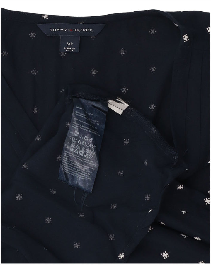 Blusa feminina Tommy Hilfiger com padrão abstrato Reino Unido 10 pequena azul marinho