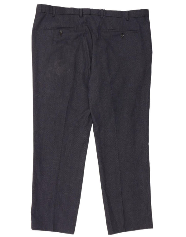 Calça masculina Marks & Spencer sob medida W42 L31 azul marinho xadrez