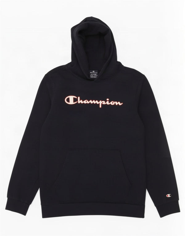Jumper com capuz gráfico Champion Boys 13-14 anos XL azul marinho algodão