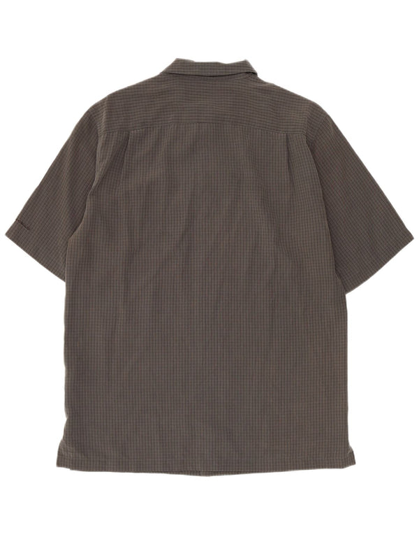 Camisa masculina Columbia de manga curta regular fit pequena cinza Polynosic