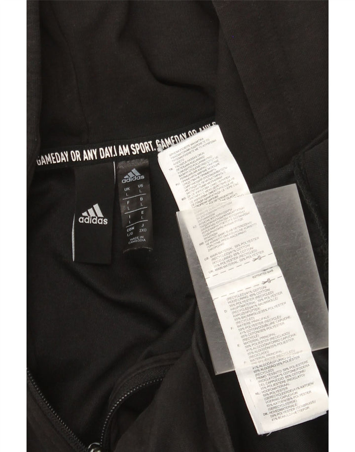 Suéter Adidas Masculino Zip com Capuz Grande Poliéster Preto
