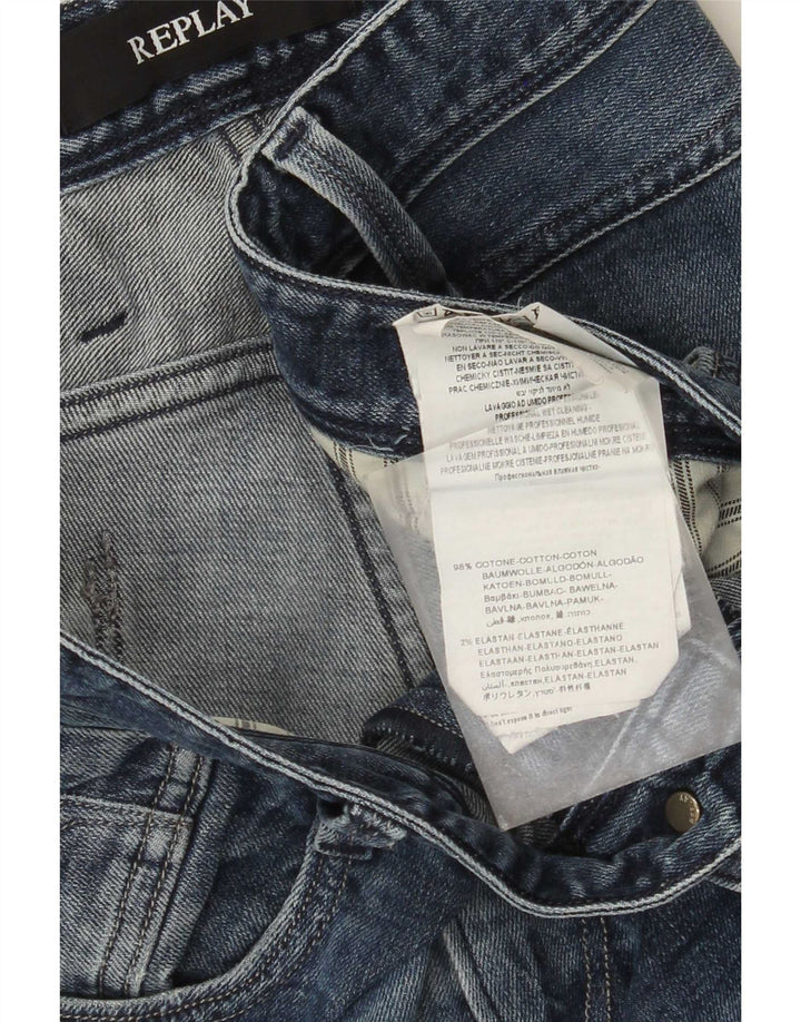 Replay Jeans Slim Feminino W34 L32 Azul Algodão