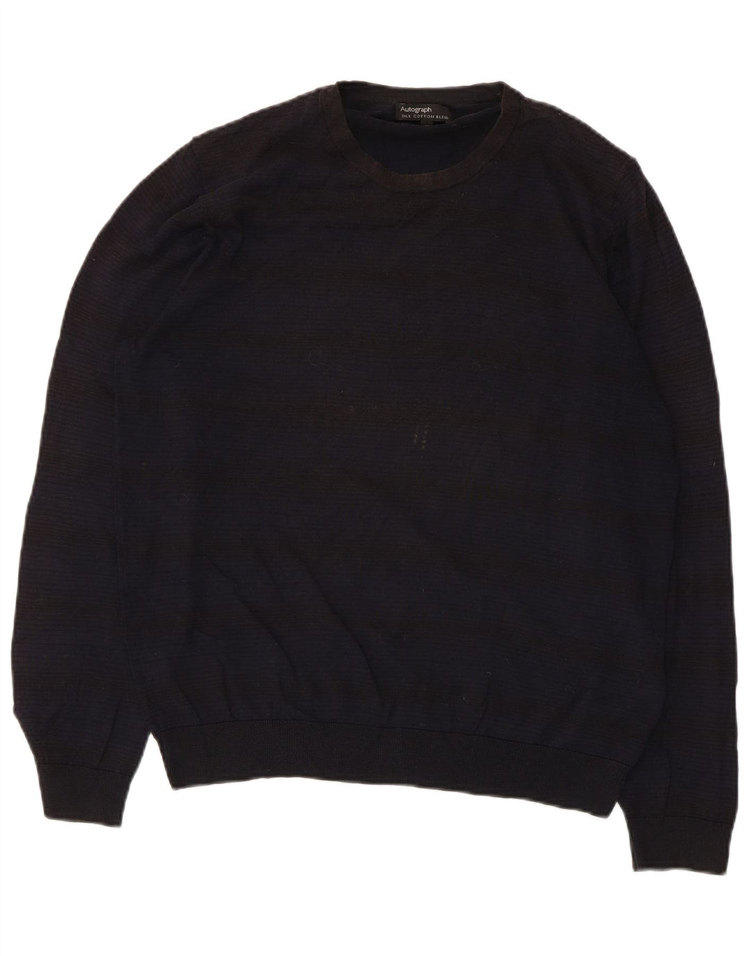 Suéter masculino Marks & Spencer Autograph com gola redonda, azul marinho médio