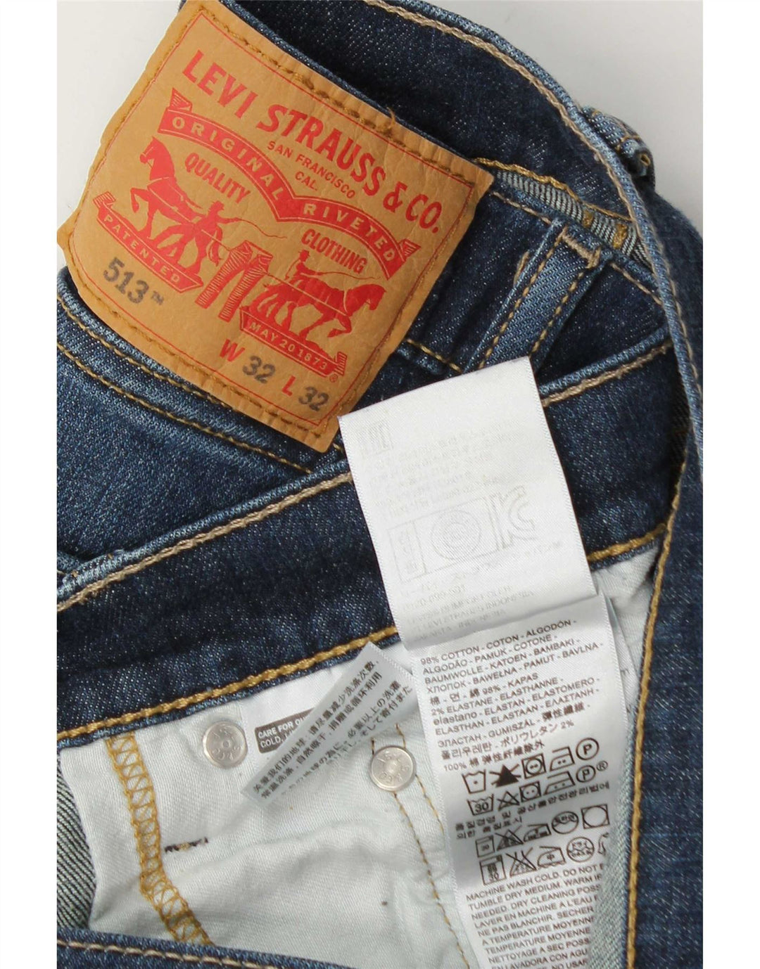 Levi's Masculino 513 Straight Jeans W32 L32 Azul Algodão