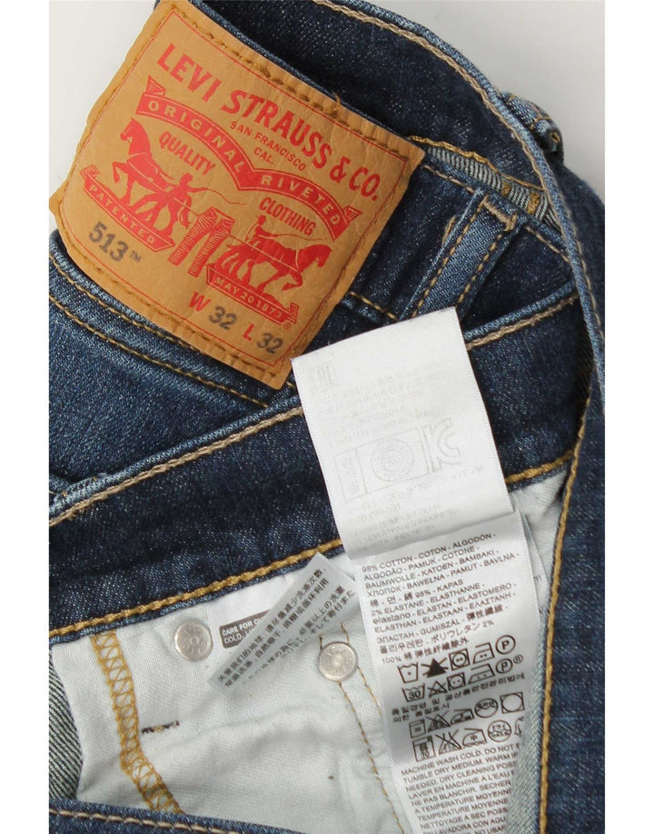 Levi's Masculino 513 Straight Jeans W32 L32 Azul Algodão