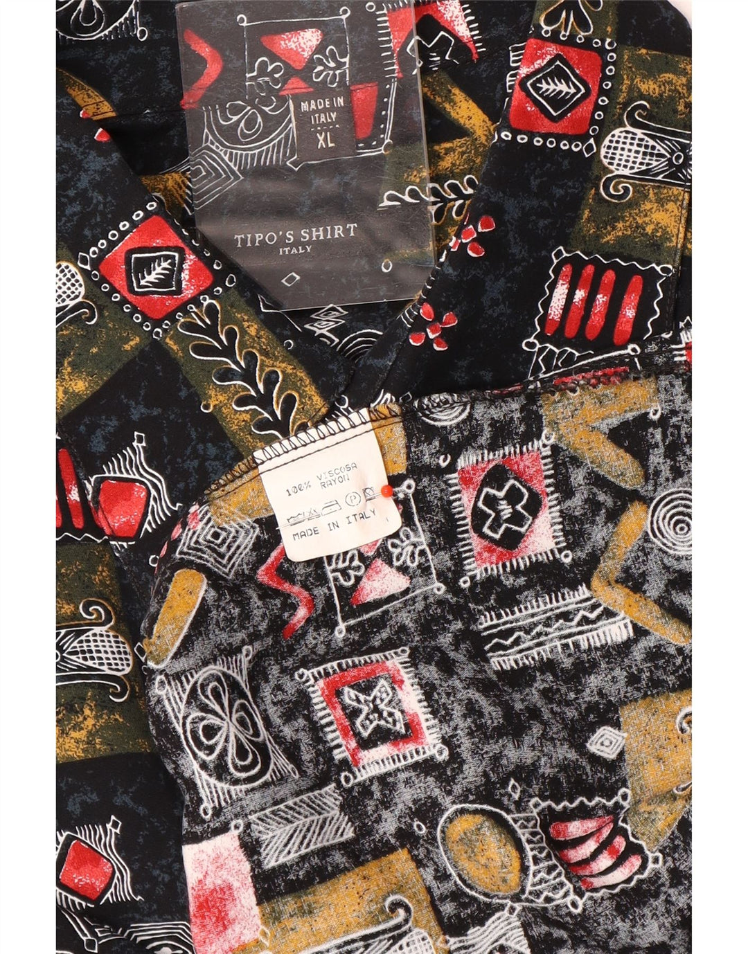 Camisa masculina de manga curta Tipo'S XL preta patchwork viscose