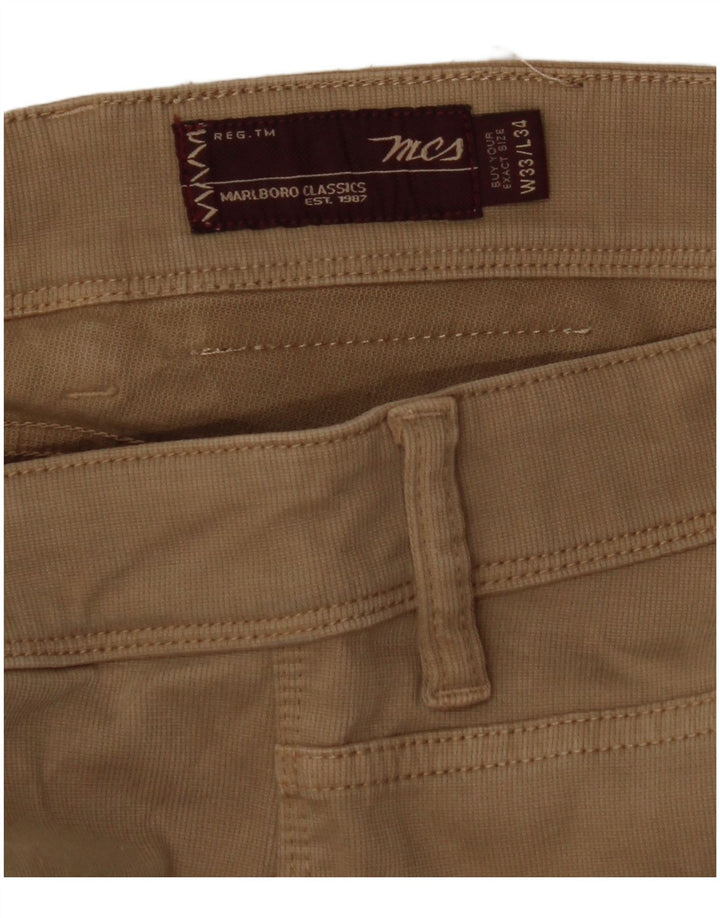 MARLBORO CLASSICS Calça masculina reta casual W33 L30 bege