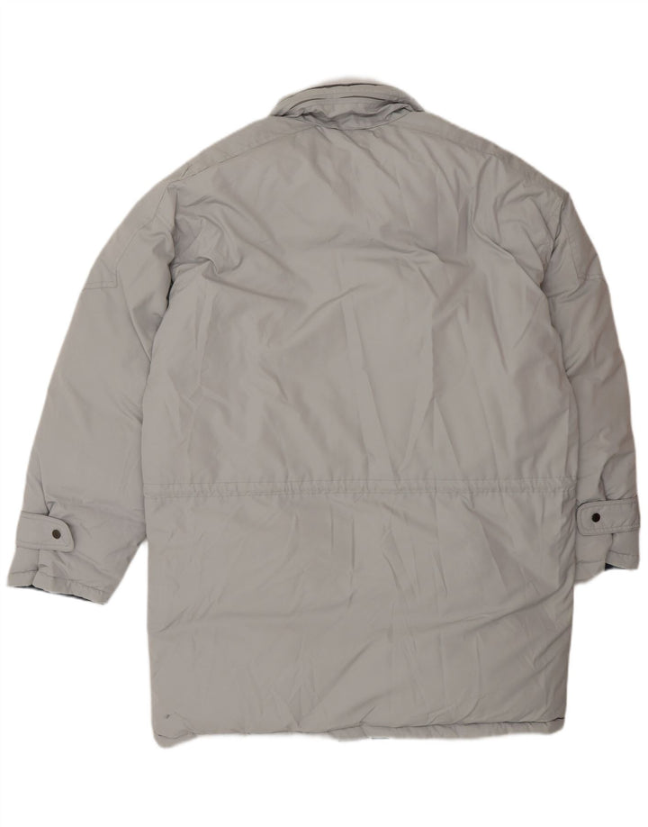 Casaco acolchoado masculino VINTAGE de ajuste solto Reino Unido 36 poliéster cinza pequeno