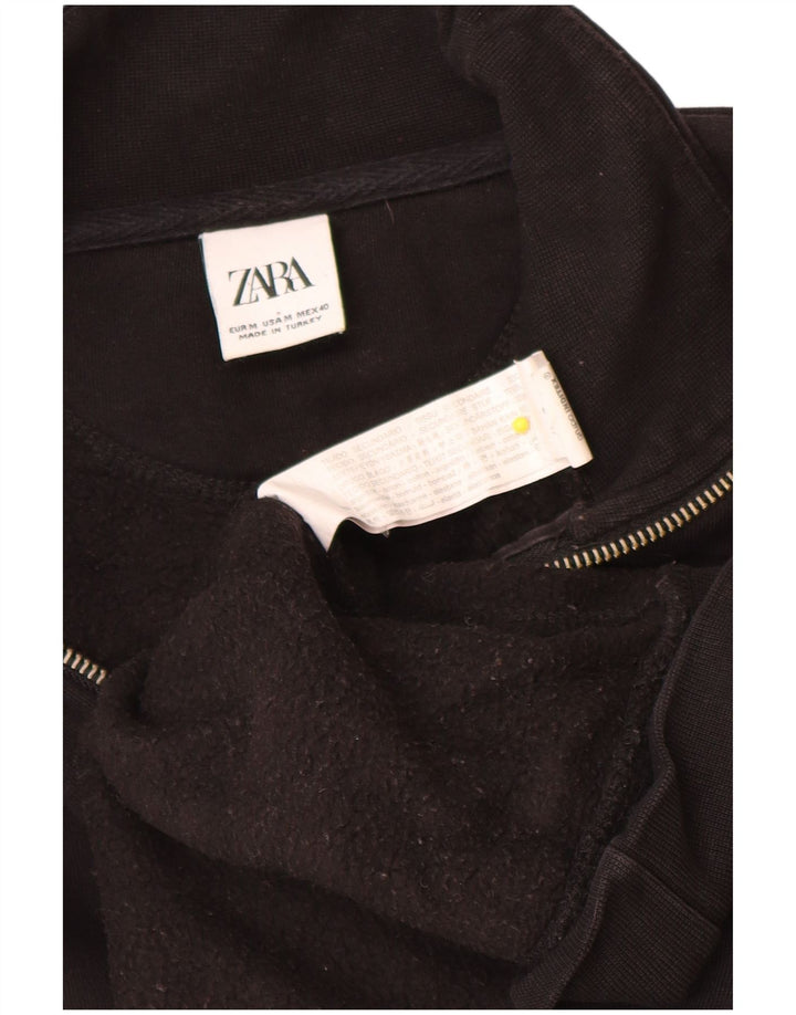 Moletom masculino Zara com zíper e gola alta de algodão preto médio