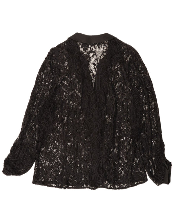 Blusa feminina de renda Marina Rinaldi tamanho 25 grande preta floral