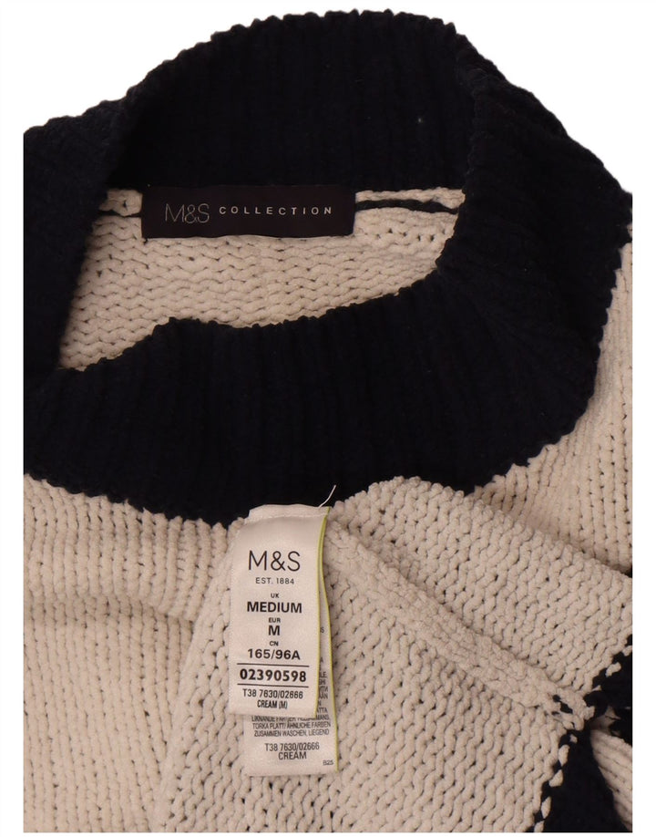 Suéter feminino Marks & Spencer com gola tartaruga Reino Unido 14 médio branco