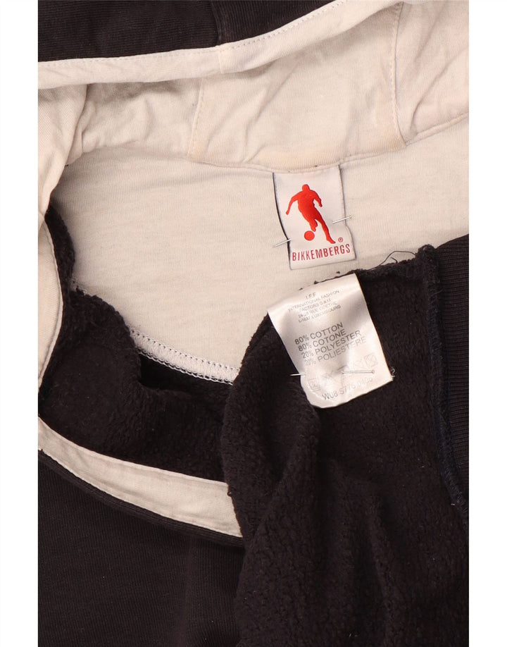Suéter feminino Bikkembergs com capuz e gola redonda Reino Unido 14 algodão preto médio
