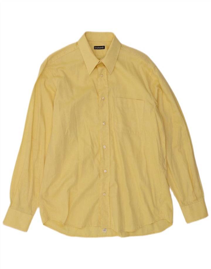 Camisa masculina CACHAREL tamanho 40 15 3/4 algodão amarelo médio