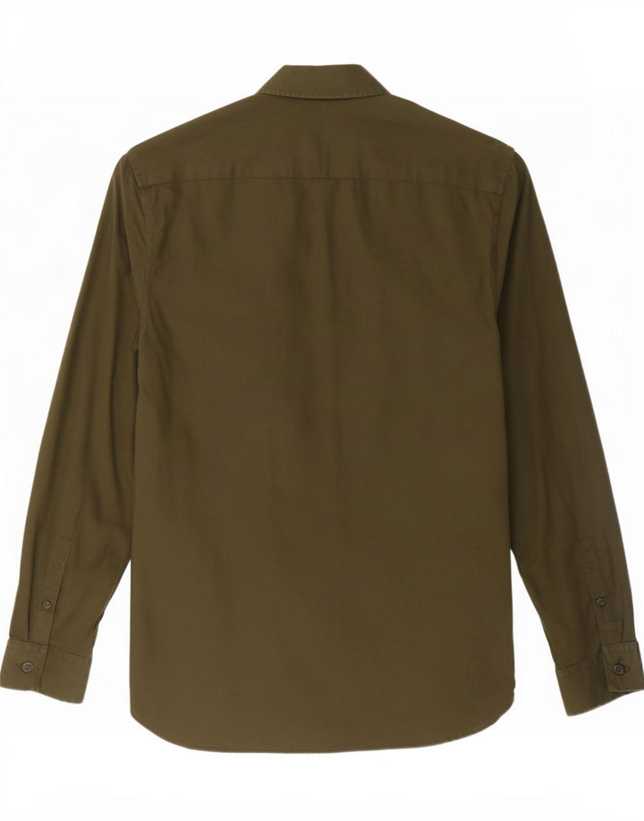 Camisa masculina Fred Perry pequena de algodão cáqui