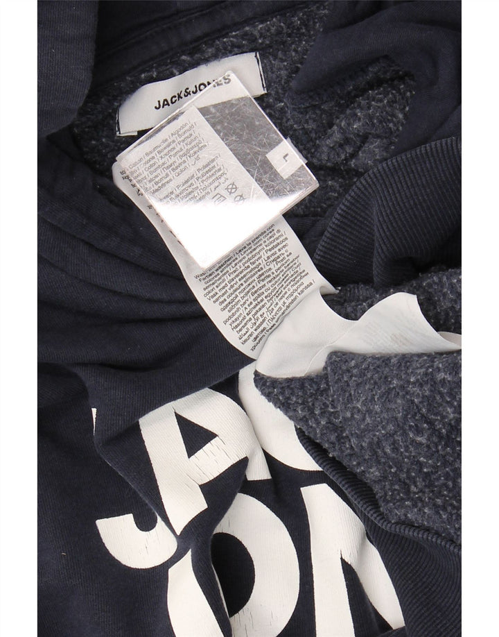 Suéter com capuz gráfico masculino JACK & JONES grande algodão azul marinho