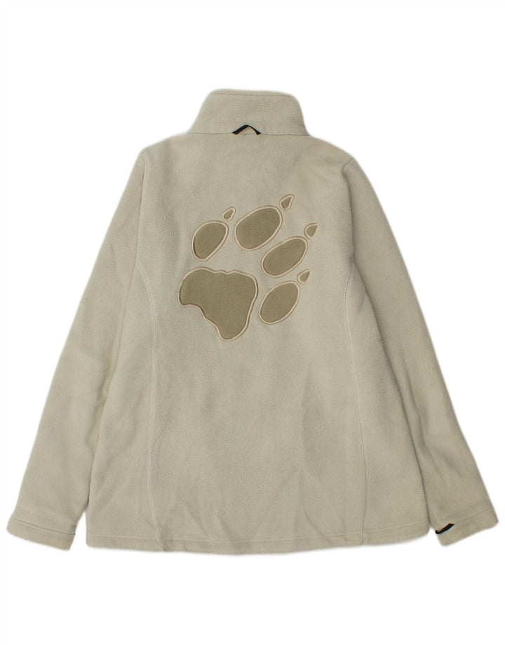Jaqueta feminina de lã gráfica Jack Wolfskin Reino Unido 16 grande poliéster branco