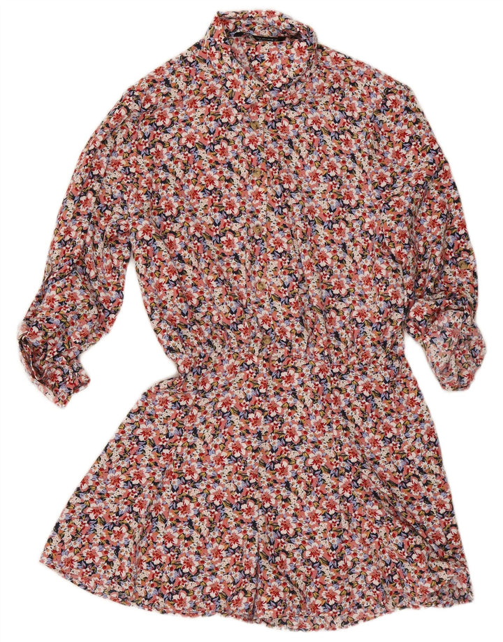 Macacão feminino de manga comprida Zara UK 10 pequeno poliéster floral multicolorido