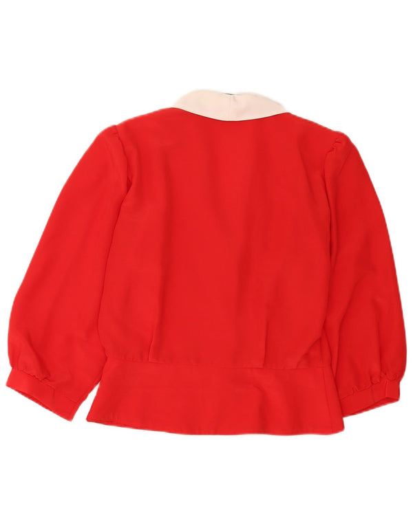 Blusa feminina Libra manga 3/4 Reino Unido 10 pequena vermelha colorblock poliéster