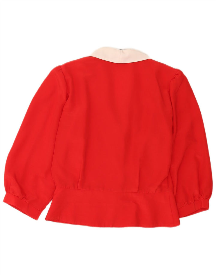 Blusa feminina Libra manga 3/4 Reino Unido 10 pequena vermelha colorblock poliéster