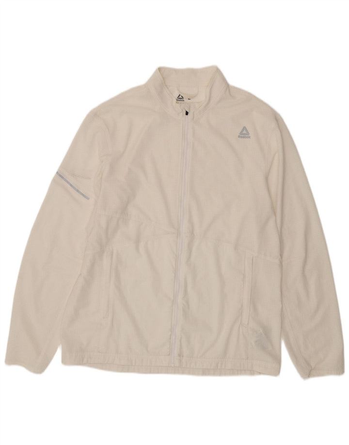 REEBOK Jaqueta masculina de agasalho grande poliéster xadrez branco