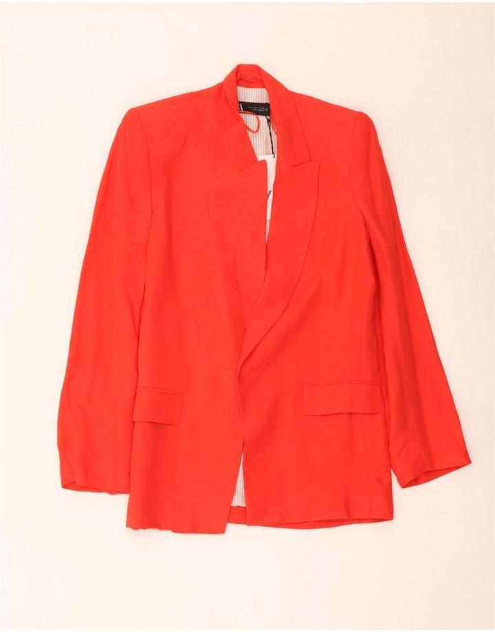 Jaqueta blazer feminina Zara Loose Fit UK 10 pequena viscose vermelha