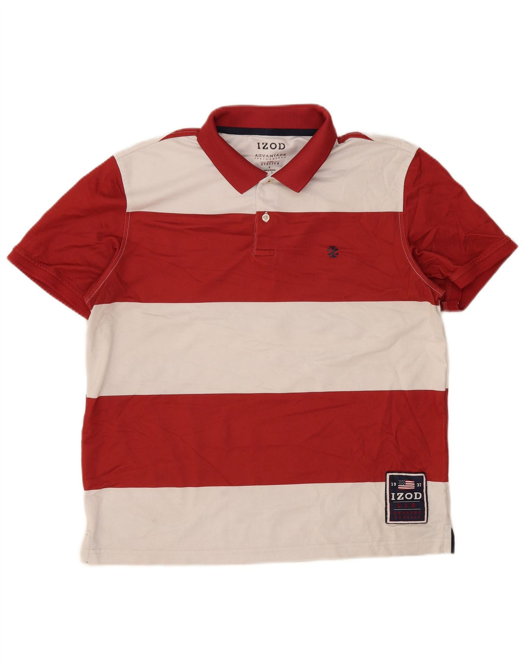 Camisa polo masculina IZOD grande poliéster colorblock vermelho