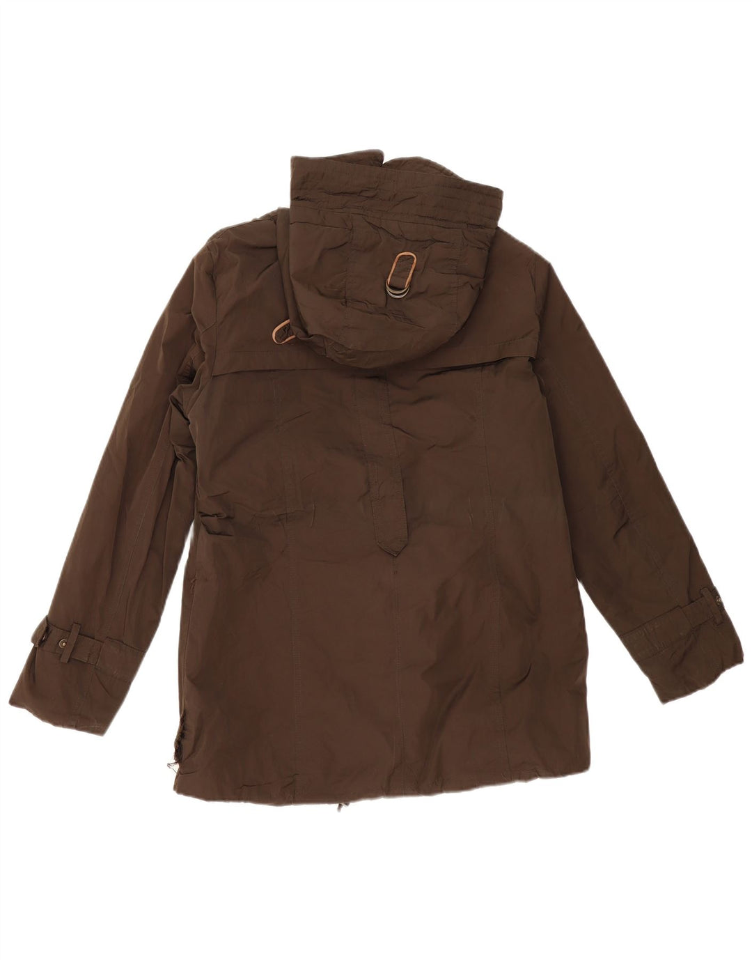 Jaqueta corta-vento feminina MASSIMO DUTTI com capuz Reino Unido 14 algodão cáqui médio
