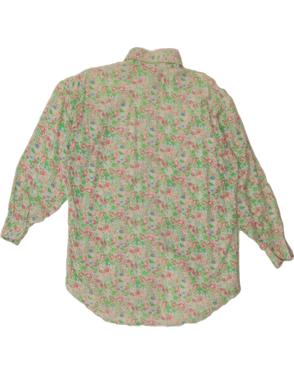 Camisa feminina BENETTON UK 10 pequena algodão floral multicolorido