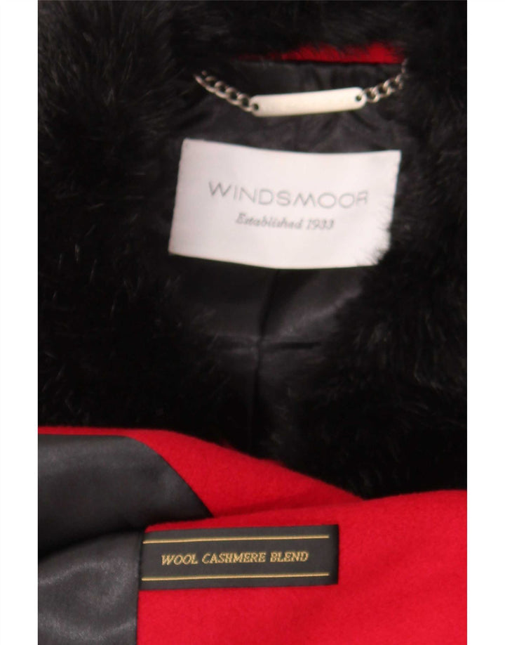 Casaco feminino Windsmoor com peito duplo Reino Unido 14 bloco colorido vermelho médio