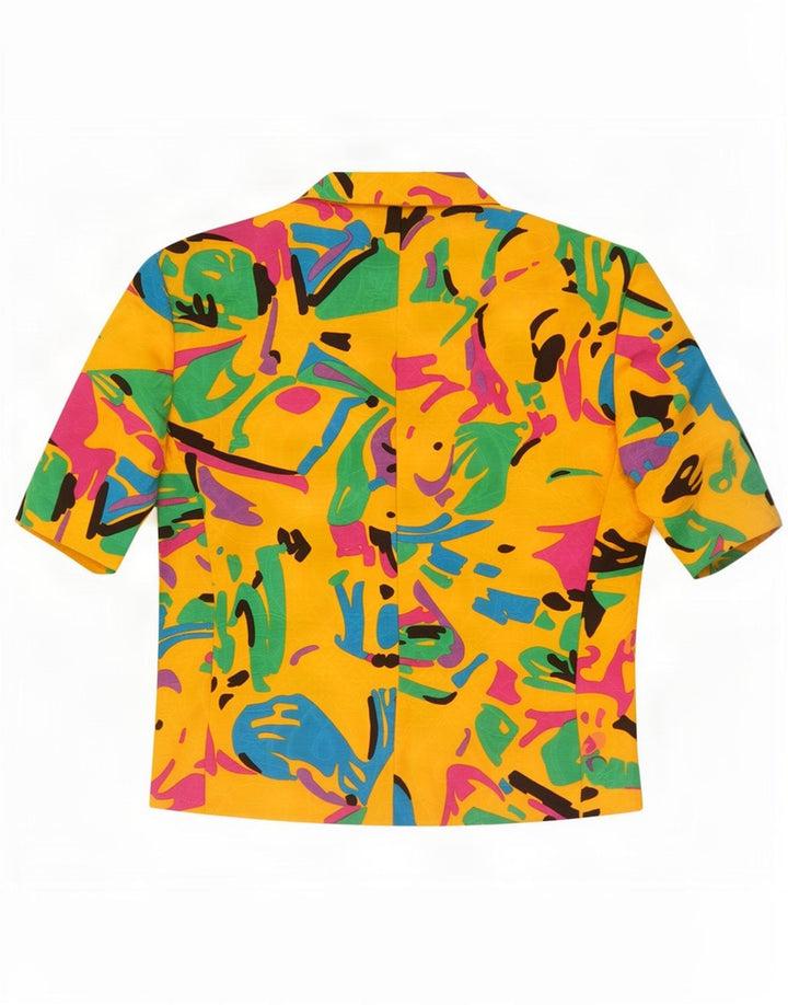 Jaqueta blazer feminina vintage com padrão abstrato IT 44 amarelo médio