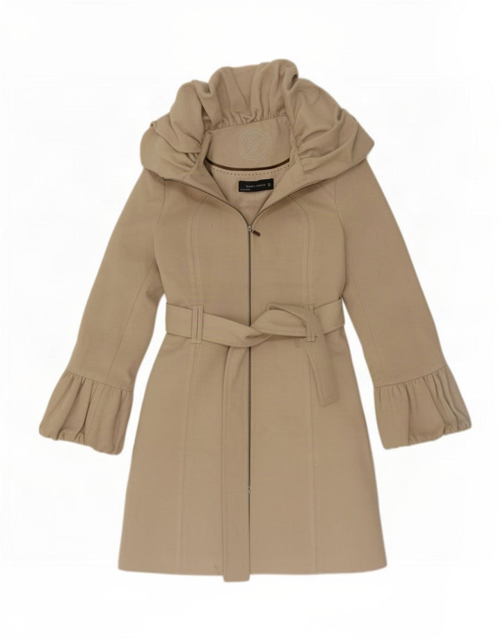 Zara Womens Trench Coat UK 10 Pequeno Lã Cinza