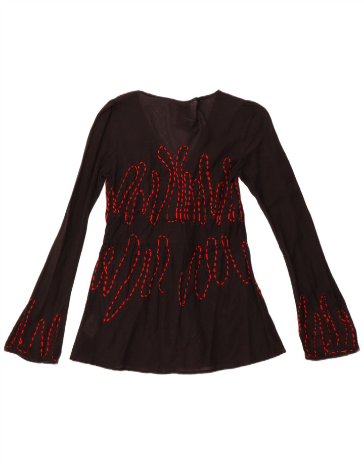 Blusa feminina de manga comprida com estampa DESIGUAL Reino Unido 10 algodão preto pequeno