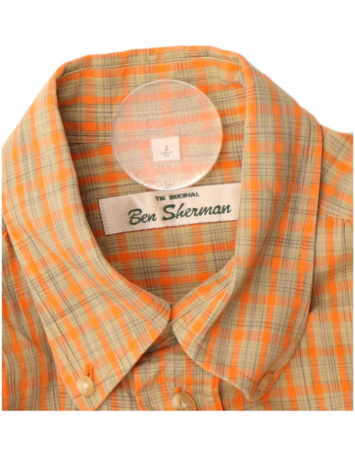 Camisa masculina de manga curta BEN SHERMAN xadrez laranja médio