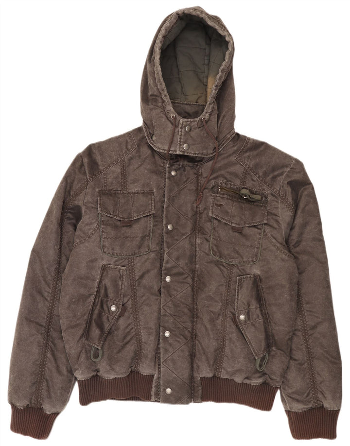 Jaqueta bomber masculina com capuz Mustang UK 42 XL poliamida marrom
