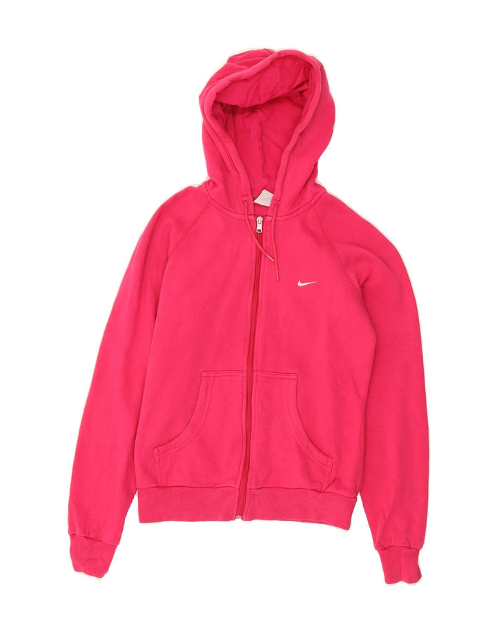 NIKE Womens Zip Hoodie Sweater UK 10 Small Pink Cotton Vintage Nike and Second-Hand Nike from Messina Hembry 