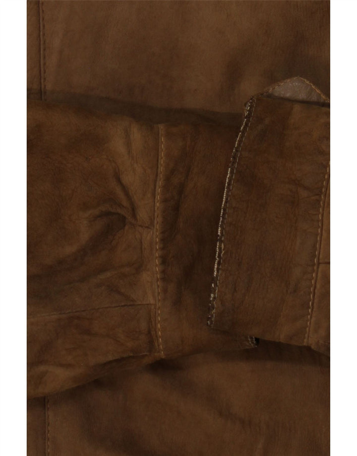 Jaqueta de couro masculina vintage UK 40 grande bege
