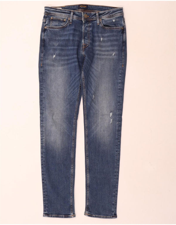 Jeans skinny masculino Jack & Jones desgastado W31 L32 algodão azul