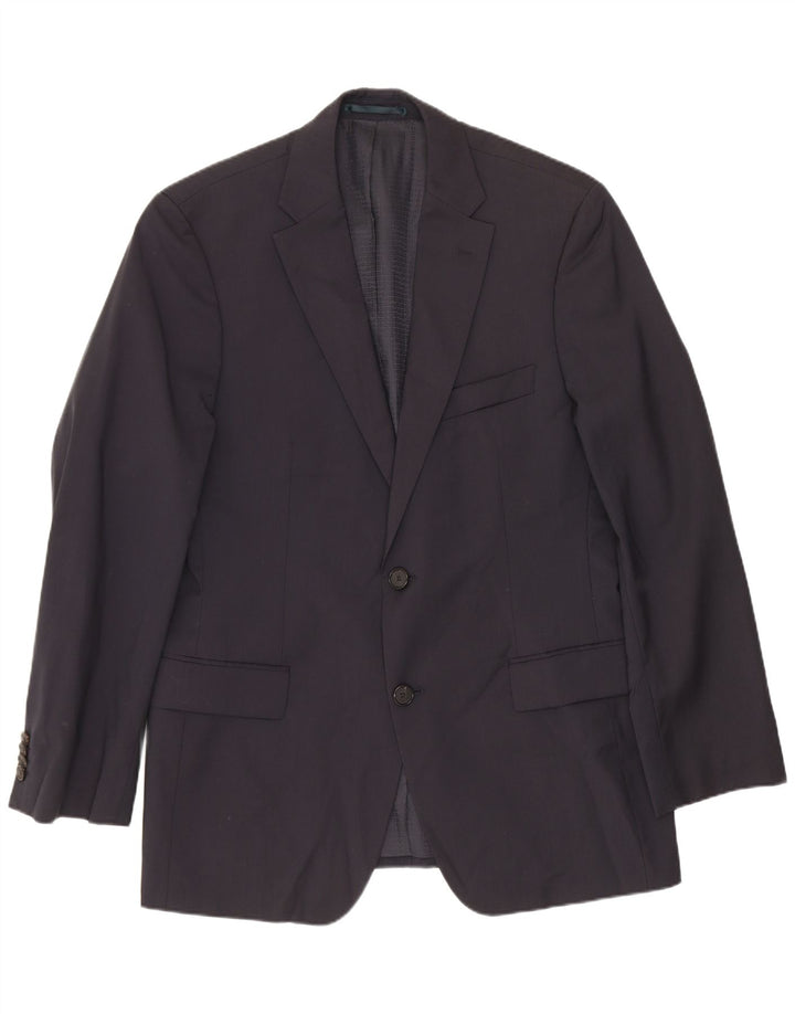 Jaqueta Blazer Masculina Hugo Boss com 2 Botões EU 48 Lã Virgem Azul Marinho Médio