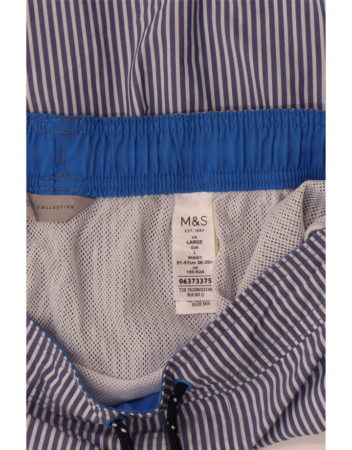 Shorts de natação masculino Marks & Spencer grande algodão listrado azul