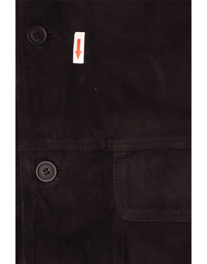 Jaqueta bomber de camurça masculina vintage IT 56 3XL couro preto