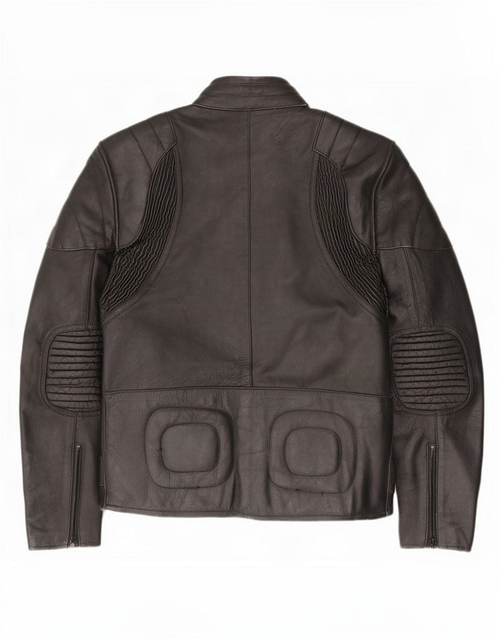 Jaqueta masculina vintage de couro Racer UK 36 pequena preta